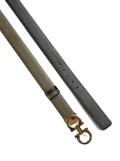 Ferragamo Reversible Gancini-buckle Belt In Brown
