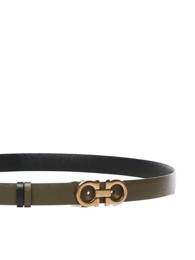 Ferragamo Reversible Gancini-buckle Belt In Brown