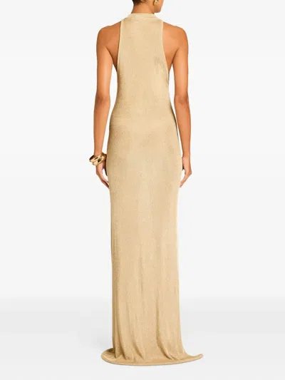 Ser.o.ya Metallic-knit Maxi Dress In Neutral
