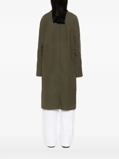 Apc Corduroy-collar Cotton Coat In Green