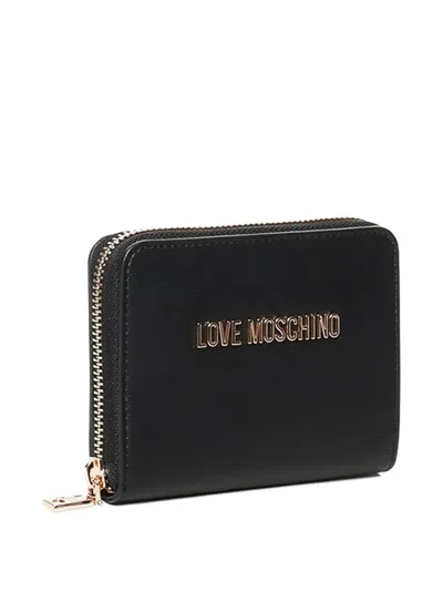 Love Moschino Zip Around Wallet Compact Dimensions In Black