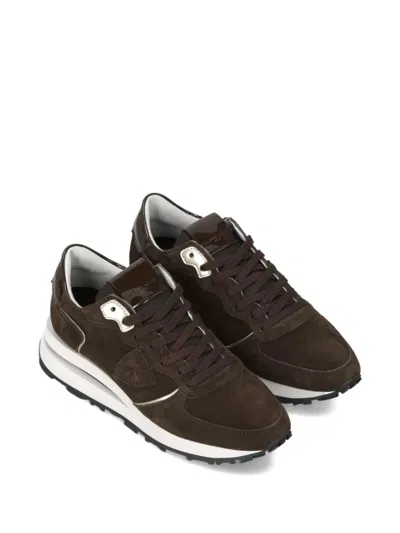 Philippe Model Paris Suede Sneakers With Lace-up Design In Brown
