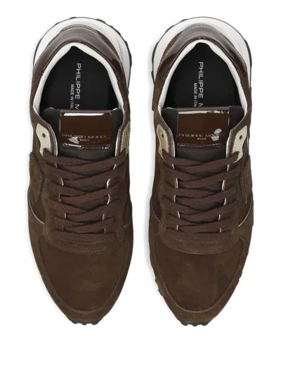 Philippe Model Paris Suede Sneakers With Lace-up Design In Brown