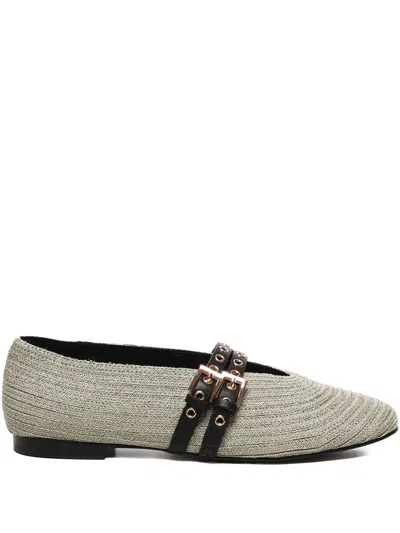 Bibi Lou Buckle-strap Raffia Ballet Flats