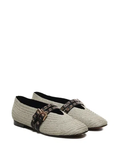 Bibi Lou Buckle-strap Raffia Ballet Flats