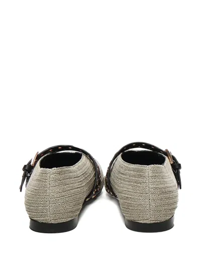 Bibi Lou Buckle-strap Raffia Ballet Flats