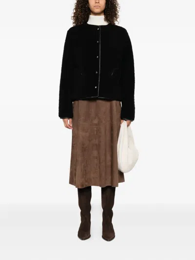 Blazé Milano Button-fastening Sheepskin Jacket In Black