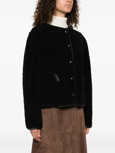 Blazé Milano Button-fastening Sheepskin Jacket In Black