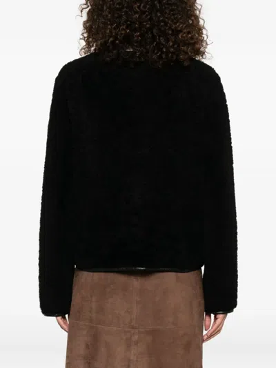 Blazé Milano Button-fastening Sheepskin Jacket In Black