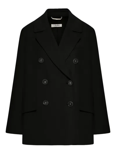 S Max Mara Double-breasted Wool Jacket In Black