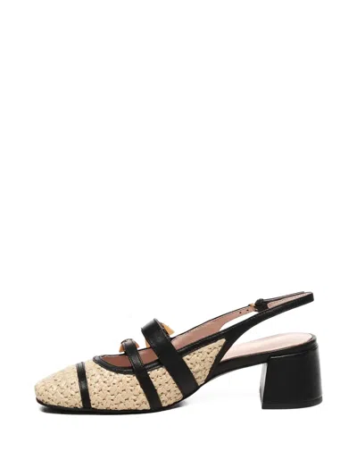 Coccinelle Maia Crochet Straw Slingback Shoes In Black