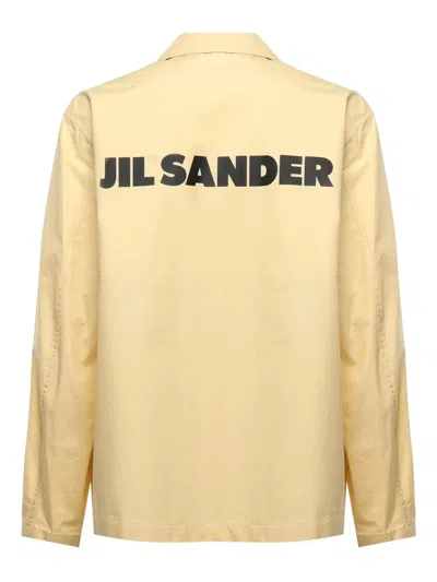 Jil Sander Logo-print Collared Overshirt In Yellow