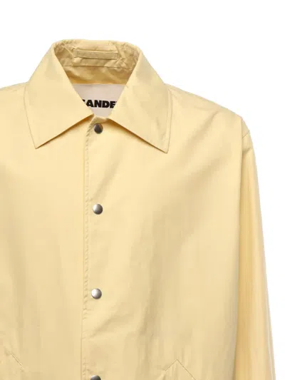 Jil Sander Logo-print Collared Overshirt In Yellow