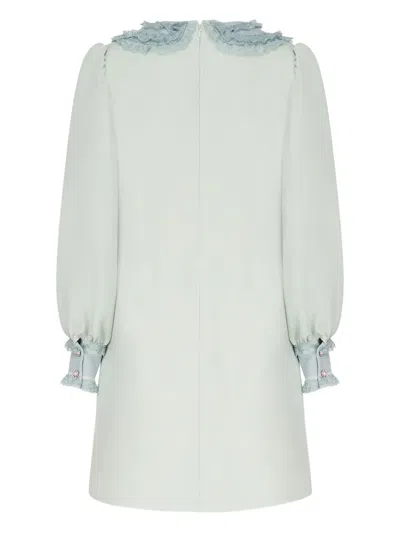 Valentino Besticktes Kleid Aus Crepe Couture Frau Dirty Sage 36 In Blue