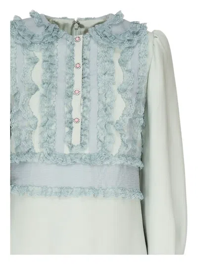 Valentino Besticktes Kleid Aus Crepe Couture Frau Dirty Sage 36 In Blue