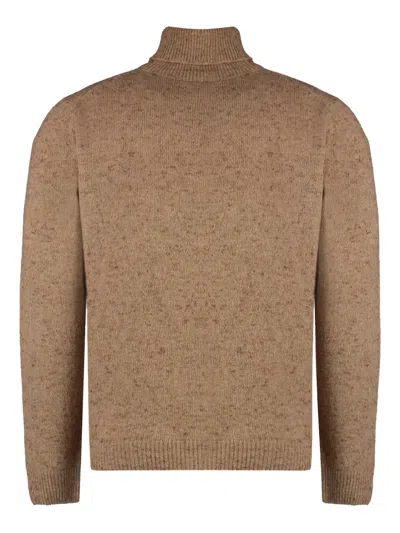 The (alphabet) Cashmere Blend Turtleneck Sweater In Brown