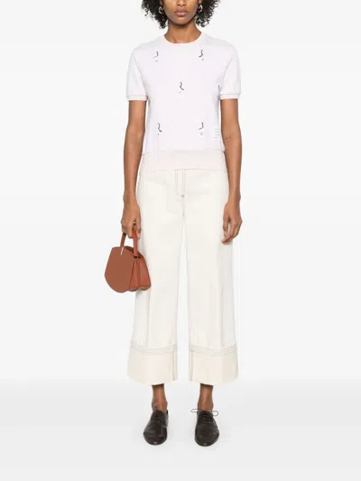 Thom Browne Geese-embroidered Cotton T-shirt In White