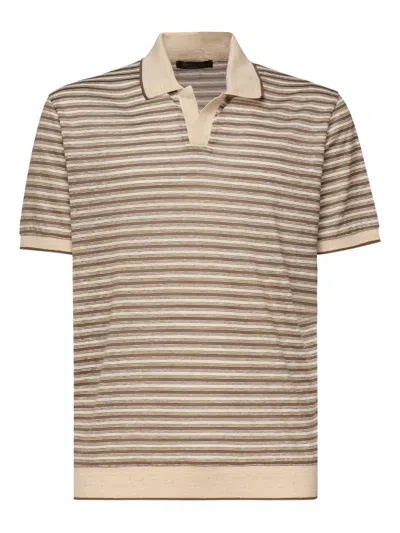 Loro Piana Striped Polo Shirt In Brown