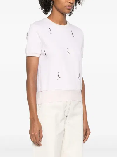 Thom Browne Geese-embroidered Cotton T-shirt In White