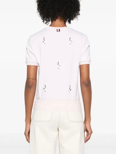 Thom Browne Geese-embroidered Cotton T-shirt In White