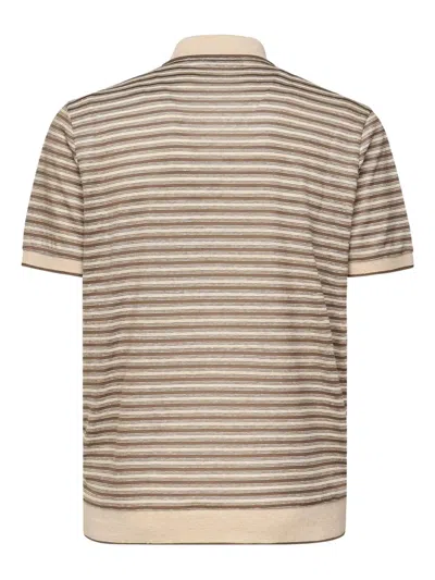 Loro Piana Striped Polo Shirt In Brown