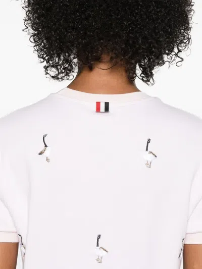 Thom Browne Geese-embroidered Cotton T-shirt In White