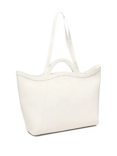 Coccinelle Amalia Curved-handle Leather Tote Bag In White