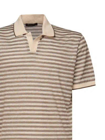 Loro Piana Striped Polo Shirt In Brown
