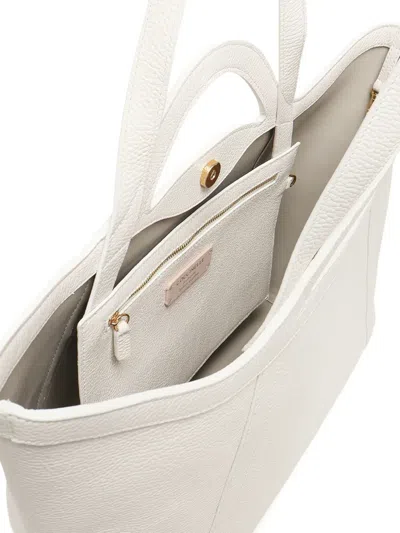 Coccinelle Amalia Curved-handle Leather Tote Bag In White