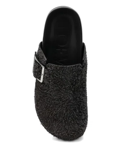 Loewe Leather Slides In Black