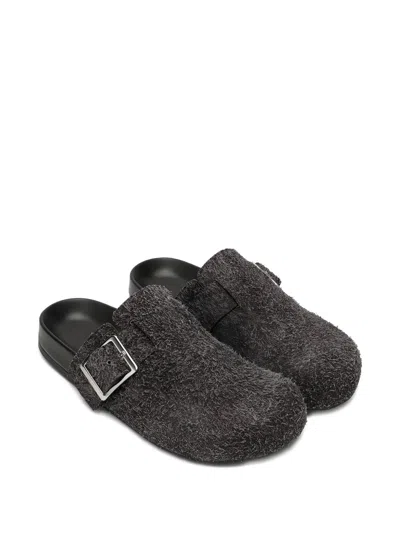 Loewe Leather Slides In Black