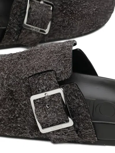 Loewe Leather Slides In Black