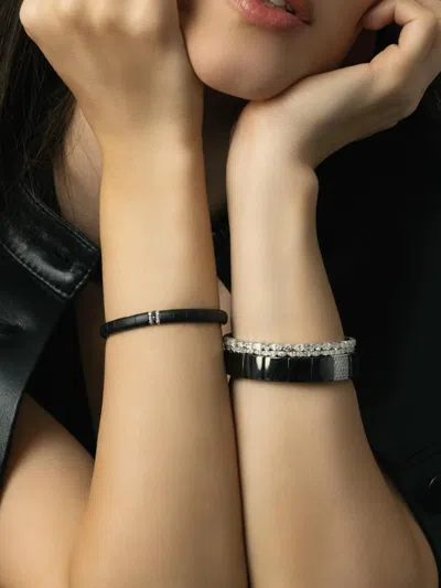 Roberto Demeglio 18k White Gold Extensible Multi Diamond Stretch Bracelet In Neutral