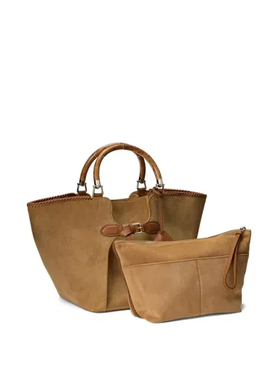 Ralph Lauren The Ralph Suede Bamboo-handle Tote Bag