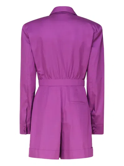 The Andamane Rina Lapel-collar Pleated Playsuit In Purple