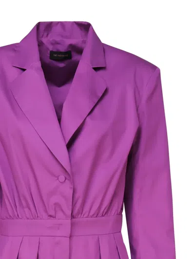 The Andamane Rina Lapel-collar Pleated Playsuit In Purple