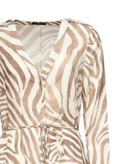 Marciano Maxi Zebra-print Button-front Dress In Multi