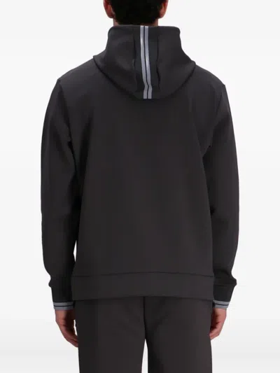 Hugo Boss Zip-up Hooded Sweatshirt In Black