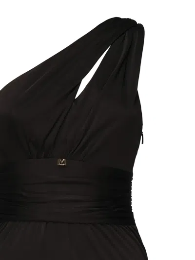 Marciano One-shoulder Draped Maxi Dress In Black
