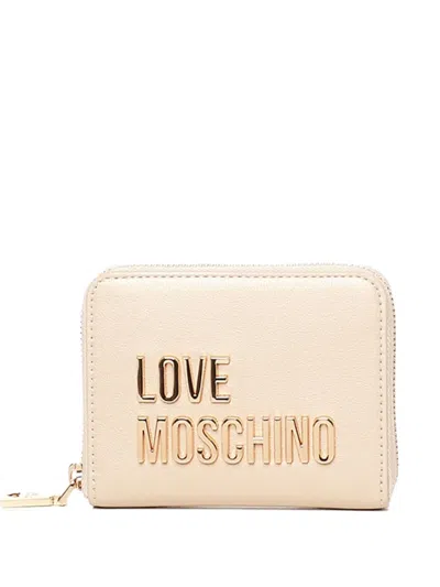 Love Moschino Compact Dimensions Zip Around Wallet In Neutral