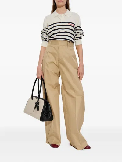 Dsquared2 Lapel Long Sleeve Polo Shirt In White