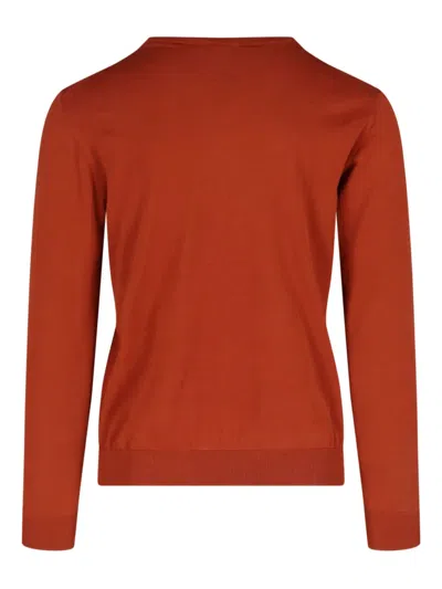 Drumohr Ribbed V-neck Sweater With Long Sleeves In Brown