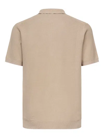 Sun68 Knitted Polo Shirt In Brown