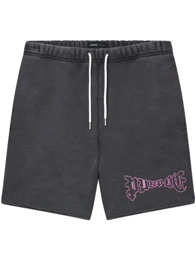 Purple Brand Arched Gothic Wordmark Shorts In Black