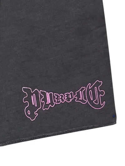 Purple Brand Arched Gothic Wordmark Shorts In Black