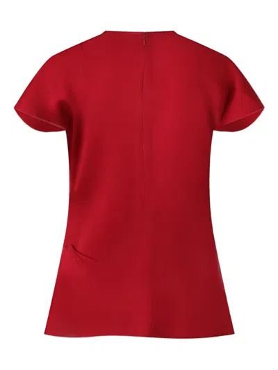 Victoria Beckham Womens Rose Draped Short-sleeves Woven Top In Red