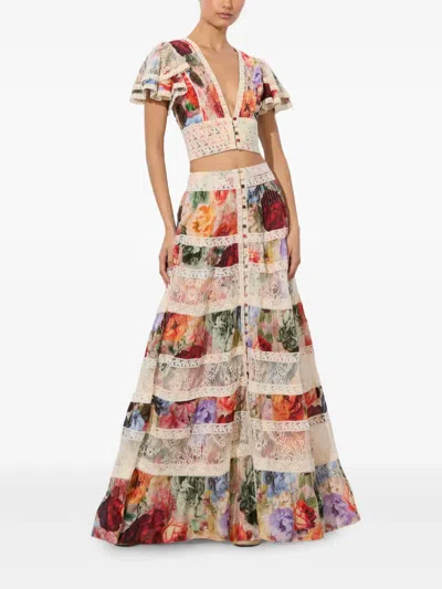 Alice And Olivia Adira Tiered Maxi Skirt In Multi
