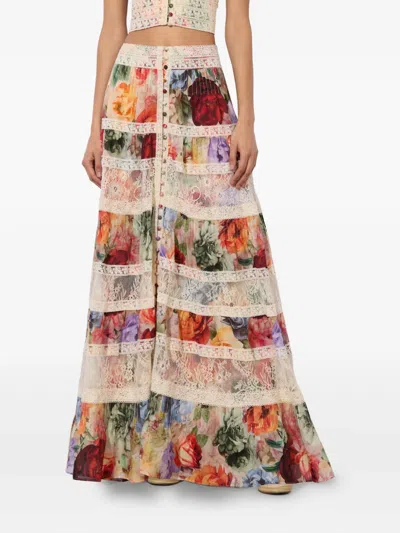 Alice And Olivia Adira Tiered Maxi Skirt In Multi