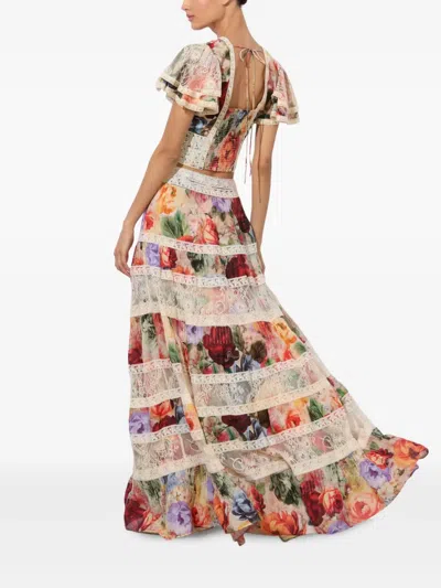 Alice And Olivia Adira Tiered Maxi Skirt In Multi