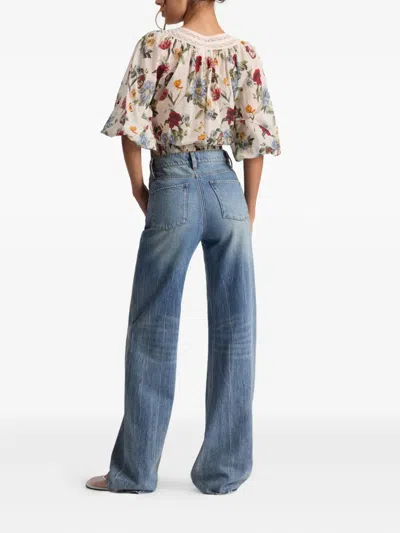Alice And Olivia Floral Lace-trimmed Blouse